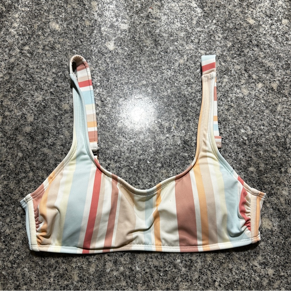Scoop Striped Bikini Top